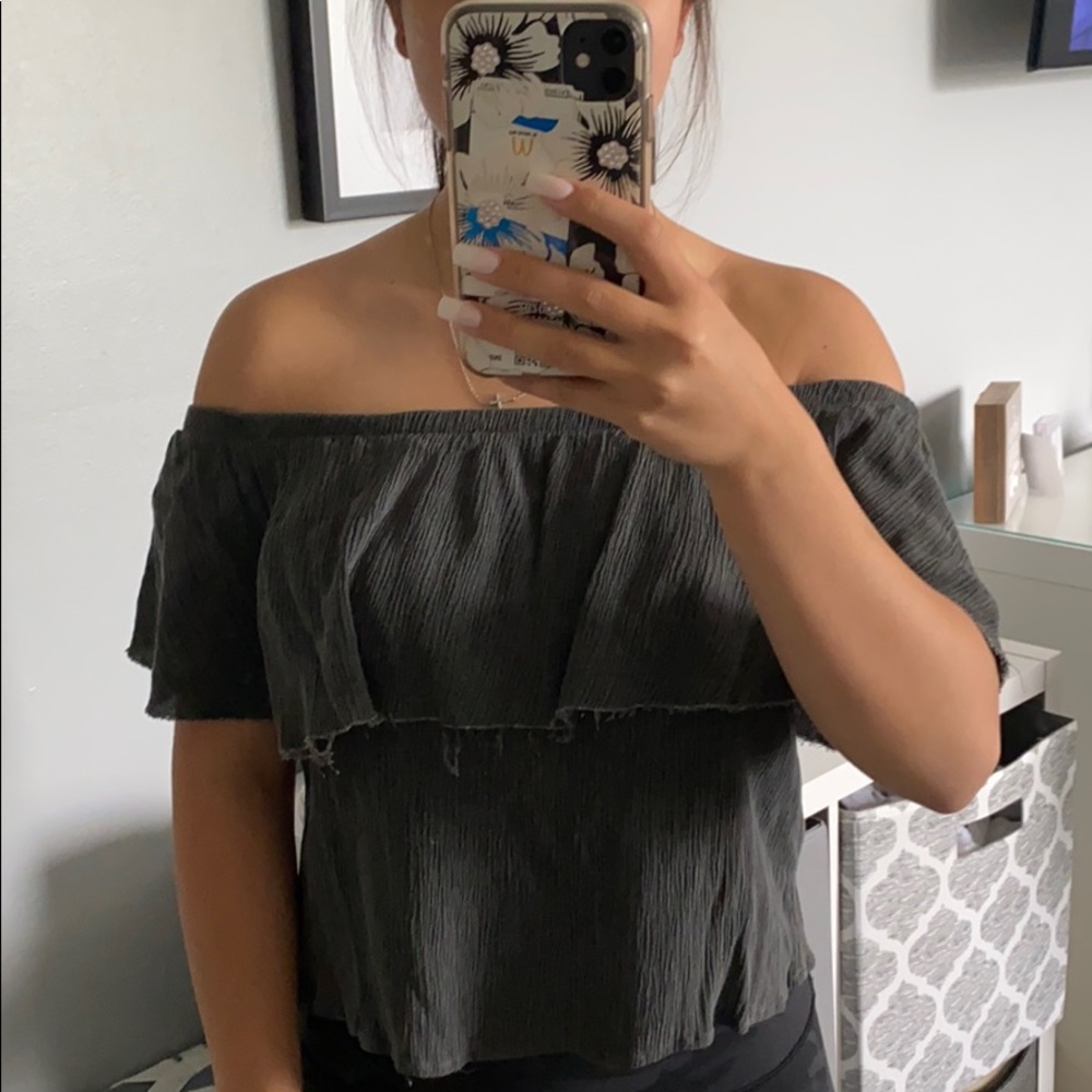 Green Off the Shoulder- Two Layered Top